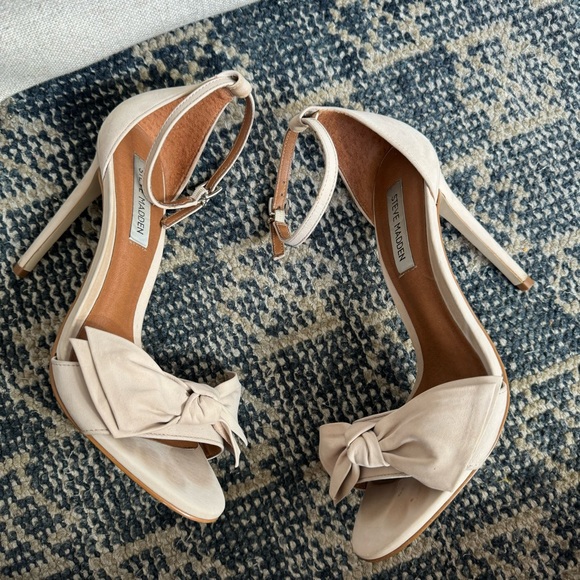 Steve Madden Blush Pink Nubuck Leather Bow Stiletto Heels 7.5 - Picture 3 of 14